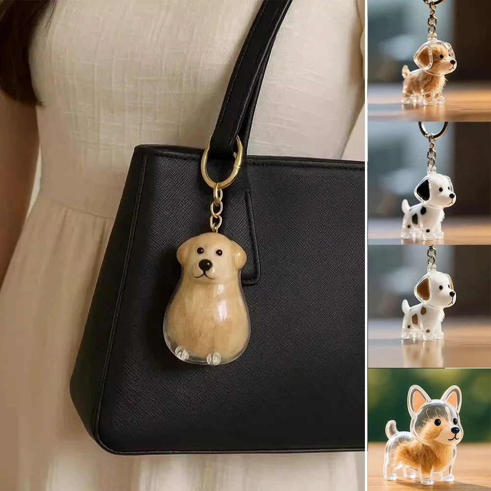 Cute Pet Memorial Healing Pendant Dog Hair Storage Box Transparent Pet Hair Keepsake Pendant Cat/Dog Lover Keyring Accessory