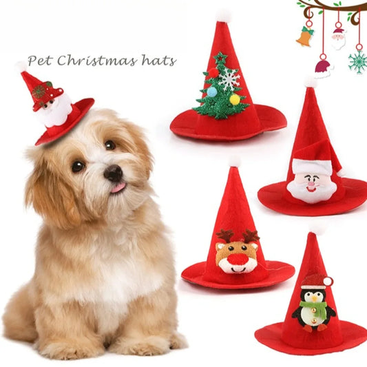 Pet Christmas Hat Party Hat Santa Hats Cosplay Costume Accessories Pointed Hat Cat Hats Christmas Headwear For New Year Festive