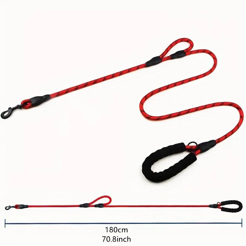 Pet Rope Dog Leash 6ft long,Traffic Padded Two Handle,Heavy Duty,Reflective Double Handles Lead for Control Safety Training,Leas