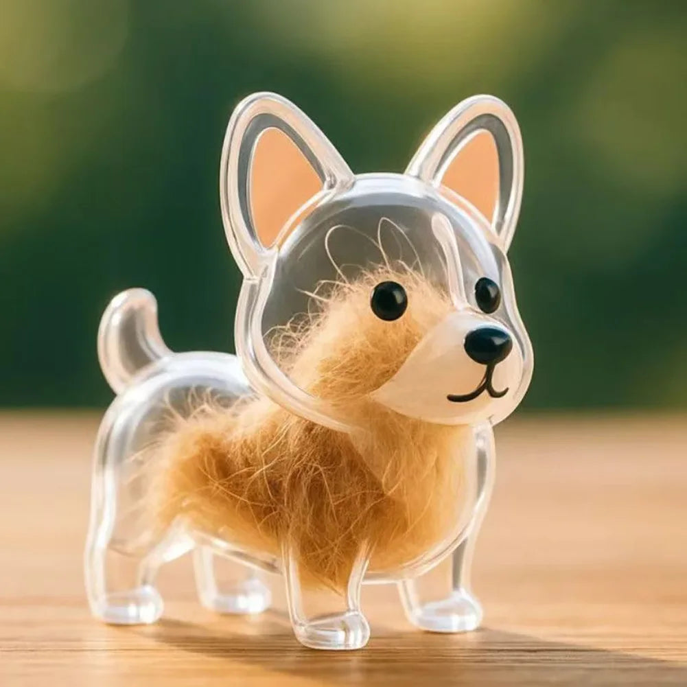 Cute Pet Memorial Healing Pendant Dog Hair Storage Box Transparent Pet Hair Keepsake Pendant Cat/Dog Lover Keyring Accessory