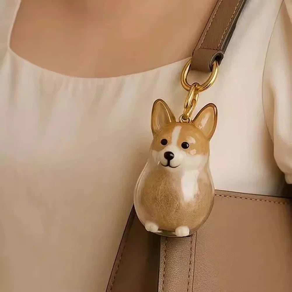 Cute Pet Memorial Healing Pendant Dog Hair Storage Box Transparent Pet Hair Keepsake Pendant Cat/Dog Lover Keyring Accessory (Copy)