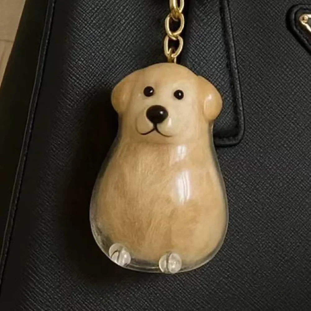 Cute Pet Memorial Healing Pendant Dog Hair Storage Box Transparent Pet Hair Keepsake Pendant Cat/Dog Lover Keyring Accessory