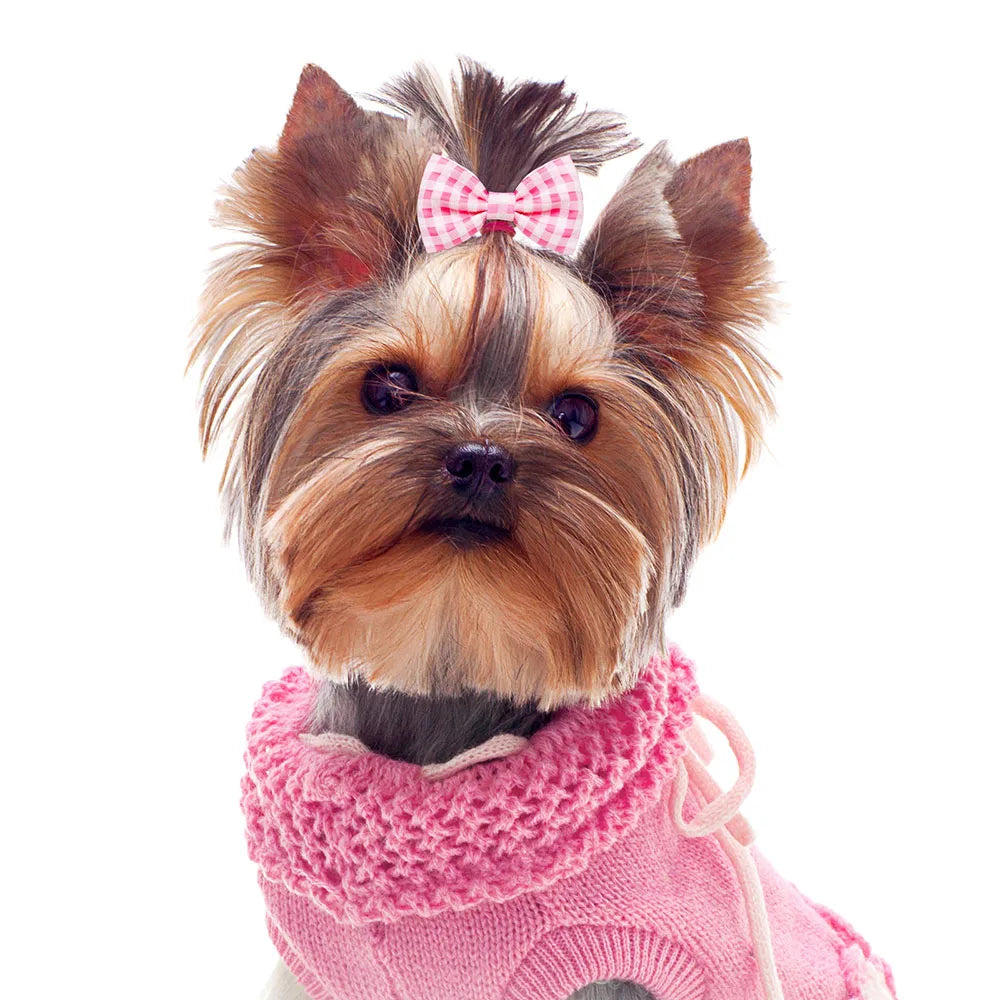 10pcs Pink Style Dog Bowknot Small Dog Hair Bows with Rubber Bands Cat Dog Hair Decorate Pet Grooming Accessories