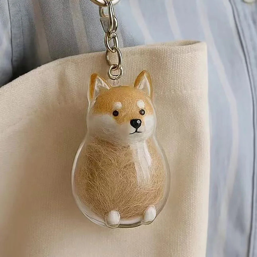 Cute Pet Memorial Healing Pendant Dog Hair Storage Box Transparent Pet Hair Keepsake Pendant Cat/Dog Lover Keyring Accessory (Copy)