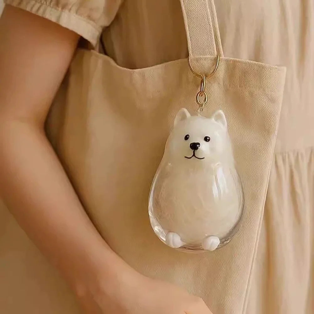 Cute Pet Memorial Healing Pendant Dog Hair Storage Box Transparent Pet Hair Keepsake Pendant Cat/Dog Lover Keyring Accessory (Copy)