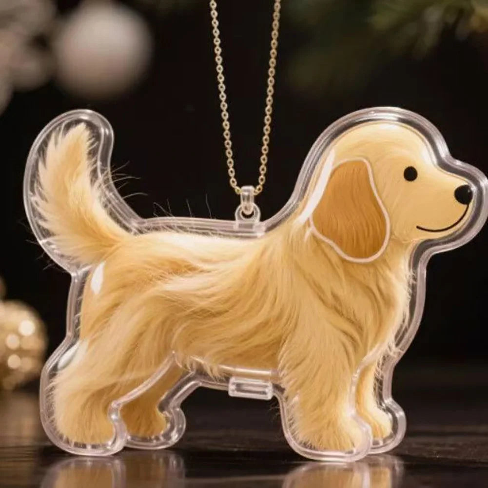 Cute Pet Memorial Healing Pendant Dog Hair Storage Box Transparent Pet Hair Keepsake Pendant Cat/Dog Lover Keyring Accessory